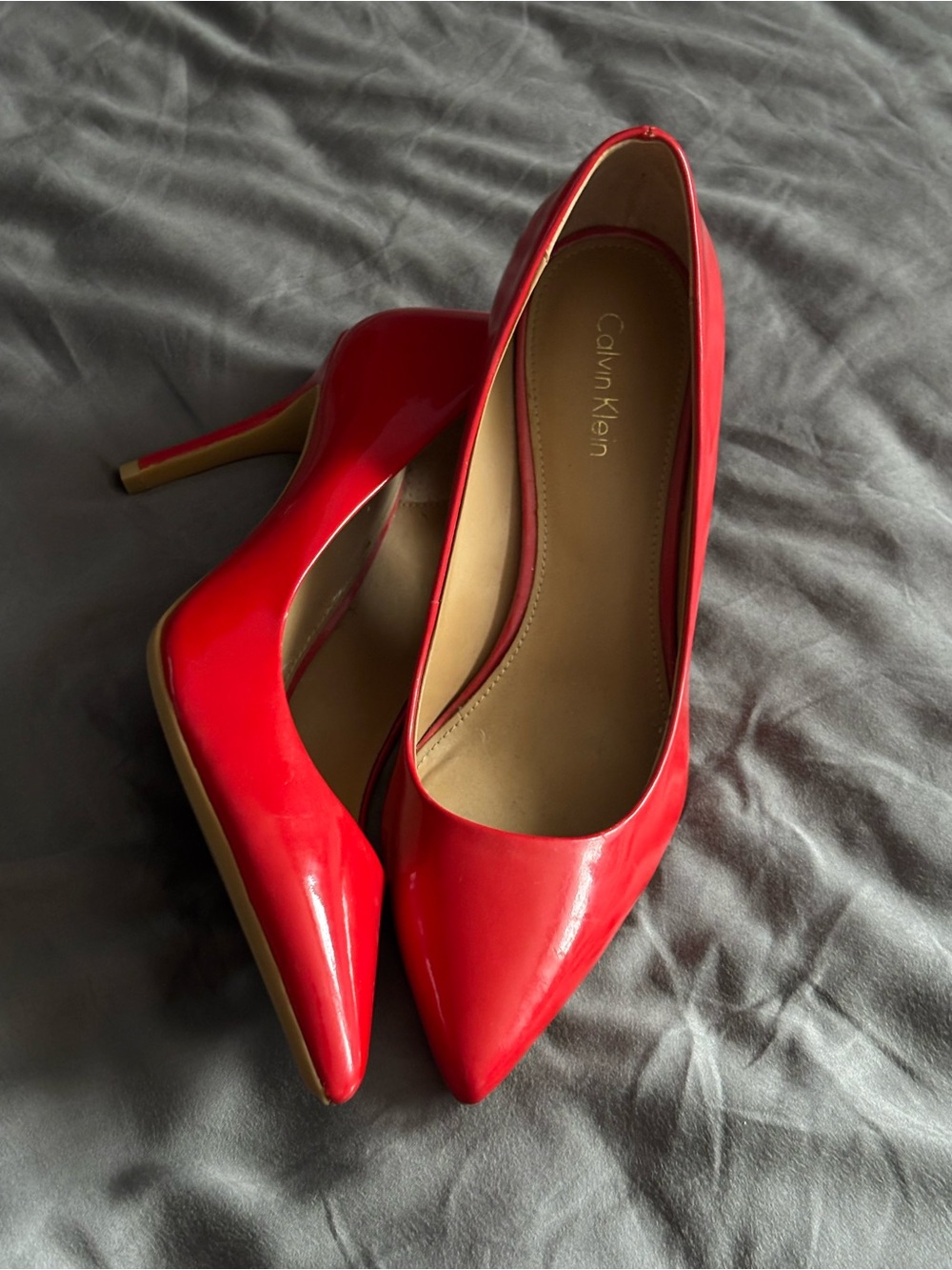 Calvin Klein Women's Red Patent Pointed-Toe Stiletto Pumps